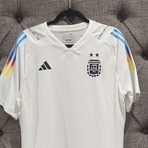adidas White Argentina Soccer Jersey World Cup 2022 Champs
